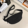 Marsupio regolabile in nylon nero con fibbia resistente e logo in gomma minimalista - Nero