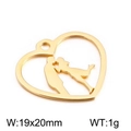 Gold heart-shaped hollow pendant with kissing couple silhouette, size 19x20mm - Gold Style 4 (KLJ2354-Z)