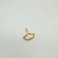 18k gold plated ginkgo leaf pendant with natural shell inlay and micro-set zircons - Fan-Gold (White Shell)