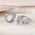 Modern 316L stainless steel triple layered hoop earrings in a polished silver finish - 25mm (PJER255) / Silver