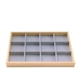 12-compartment wooden jewelry display tray with light grey velvet lining for rings and studs - 12-Grid Grey Tray
