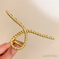 Pince à cheveux 11cm en métal doré mat avec un design élégant à texture torsadée - 9# Torsion Croix