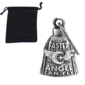 Retro guardian bell with Never Ride Faster engraving and black velvet storage pouch - Steel Color Bell + Storage Bag