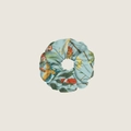 Light blue silk twill scrunchie featuring vintage floral and bird patterns for women - Style 2 - Light Blue Floral Bird