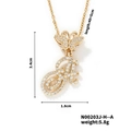Dettaglio della collana dorata farfalla lettera A con dimensioni 40+5cm e peso di 5,8g - Stile Ciondolo Farfalla Lettera A (N00203J-H--A)
