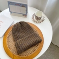Thick knit brown beanie with wide folded cuff and soft mohair texture in cozy setting - M(56-58cm) / Dark Brown