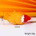 Simulation taiyaki keychain with cream and strawberry, golden metal bead chain, 5.5cm - Taiyaki (Random Straw Color)