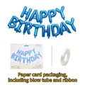 Blue Happy Birthday foil balloon set including 13 letters with ribbon and blow pipe - Royal Blue Happy Birthday