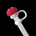 Cute red mushroom silicone straw cover for 10mm straws with a smiley face base - Red Mushroom / 10mm-Individual Package