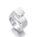 Anello geometrico minimalista in acciaio inossidabile argento con finitura lucida a specchio - Color Acciaio
