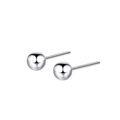 Macro shot of minimalist silver stainless steel ball stud earrings with a high-polished finish - 5mm / Steel