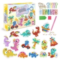 DIY Dinosaur Diamond Painting Keychain Kit for Kids with 15 Pieces and Craft Tools - Dinosaur World Style (SK8016)