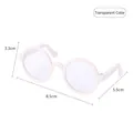 Transparent round lens pet sunglasses for cats and small dogs with detailed sizing 8.5cm - White Frame Clear Lens