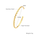 Polished golden stainless steel C-shape cuff bracelet with textured bead detailing - Bead Embossed Cuff Bangle / Gold