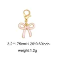Pink enamel bow charm with gold lobster clasp for shoes and bags decoration - Style 46 Simple Bow