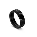Minimalist black stainless steel ring featuring a unique geometric notch and matte finish - US 7 / Black
