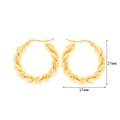 Orecchini a cerchio a fune da 27mm in acciaio inossidabile 18K placcati in oro - E0092 Stile Cerchio Intrecciato Grande