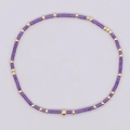 Pulsera artesanal de cuentas moradas y doradas con un diseño elástico minimalista - Cuentas Púrpura Mate Oro