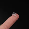 Silver stainless steel helix stud earring with zircon pig nose link design - Oval Link Style (319-4#S) / Silver