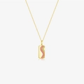 Collier en argent sterling S925 doré avec pendentif rectangulaire et gemmes colorées - Or Rectangulaire Strass Coloré (MMN571-2) / Argent 925