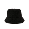Primer plano detallado de un gorro de pescador en forro polar teddy negro de textura rizada - M (56-58cm) / Negro