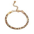 Golden 5mm snake chain bracelet with bold leopard print pattern and lobster clasp closure - Gold 5mm Leopard Bracelet