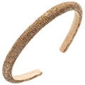 Detail of champagne gold padded headband with shimmering rhinestones and fabric lining - Brown