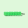 Portable translucent grass green 7-day pill box with metal chain and weekly labels - Transparent Green