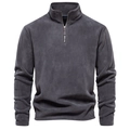 Felpa da uomo in pile grigio antracite con mezza zip e colletto alla coreana - S / grigio scuro