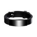 Minimalist black silicone braided leather style bracelet with polished metal plate - KZ100 Black (Silicone Material)