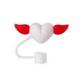 White heart straw cover with red wings for 10mm Stanley tumbler straws - White with Red Wings