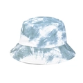 Detail of blue and white cloud-pattern tie-dye bucket hat with reinforced stitching - M(56-58cm) / Blue and White Cloud Tie-Dye (Double-Sided 05)