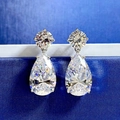 Eleganti orecchini a goccia in argento 925 con zircone a pera e perno rotondo lucido - Argento 925 / Bianco