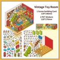 DIY Retro Toy Room sticker set with PET material and scene cardboards for decoration - Medieval Toy Room