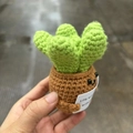 Handgefertigte Häkel-Sukkulente im braunen Topf mit Motivationsanhänger als Geschenk - 9.5CM / Kaktus