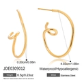 Detailed view of irregular spiral gold earrings with size and weight measurements - Gold Spiral Style (JDE0309012)