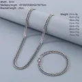 5mm Silberfarbenes Titanstahl-Panzerketten-Set mit Halskette und Armband Größentabelle - 5mm Stahlfarbe-Armband 20cm
