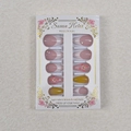24pcs set of 3D pink French press-on nails with 3D flowers and pearls on fuzzy background - 3D Flower Pearl Pink Yellow Gradient Style (WY-096) / 24Pcs Set