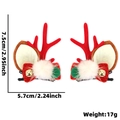 Christmas reindeer antler hair clips with red bows, white pom-poms, and gold bells - Pom Pom Bell Bowtie Red Antler Style