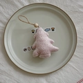Pink star plush Christmas tree ornament with wooden bead and rustic hanging string - Christmas Tree / Christmas Tree-Pink