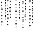 Black glitter hanging star moon and lantern garland for Middle East festival parties - Black Glitter Lantern