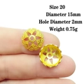 Detail of hollow golden petal bead caps for jewelry making with Size 20 specifications - No.20 (Dia 15mm/Hole 2mm)