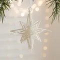Stella di Natale 3D argento glitterata da 13 cm per decorazione albero con gancio - 13x13cm/23g / Argento