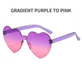 Frameless heart shaped sunglasses with purple to pink gradient lenses and clear temples - Purple to Pink Gradient