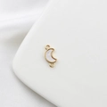 18k gold plated moon pendant with white shell inlay and zircon for DIY jewelry - Double Hook Moon 7*13mm