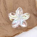 Iridescent translucent plumeria hair claw clip with a minimalist five-petal floral design - Champagne