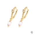 Detail of 18K gold plated earrings with marquise pink zircon and square clear gemstone - Pink Marquise (ER1139)
