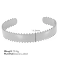 Silver stainless steel pig nose open bracelet with beaded edge details, 16.4g 11.5mm wide - Beaded Edge Wide Style (SZ82) / Silver