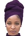 Solid purple large cotton jersey turban head wrap for women in a secure high-wrapped style - One Size / Purple