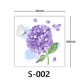 Tatuaggio 3D S-002 con ortensia viola e farfalla, formato quadrato 60x60mm - Stile Ortensia Viola Farfalla (S-002)